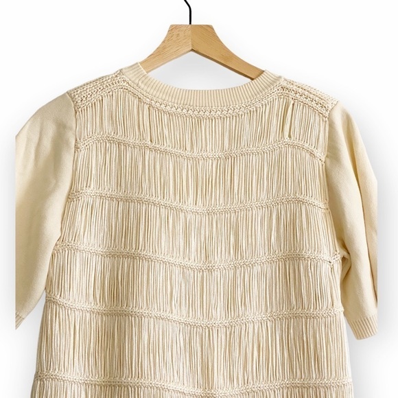 NWT Jonathan Simkhai  Delphine Macrame Knit Sweater, Ivory, Size S - Picture 6 of 16